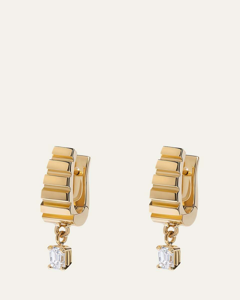 18K Yellow Gold Escalier Small Diamond Hoop Earrings